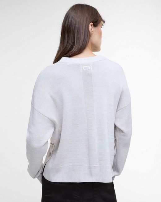 Barbour White Peyton Knitted Jumper