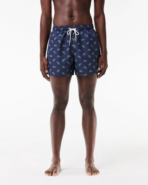 Lacoste Blue Crocodile Print Swimming Shorts for men