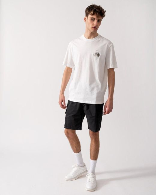 ARMANI EXCHANGE White Embroidered Palm Trees Ax Logo for men