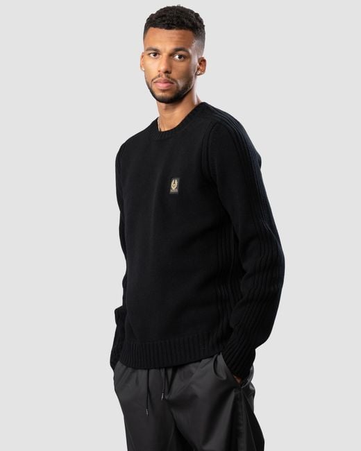 Belstaff Blue Watch Crew Neck Jumper With Logo Patch for men