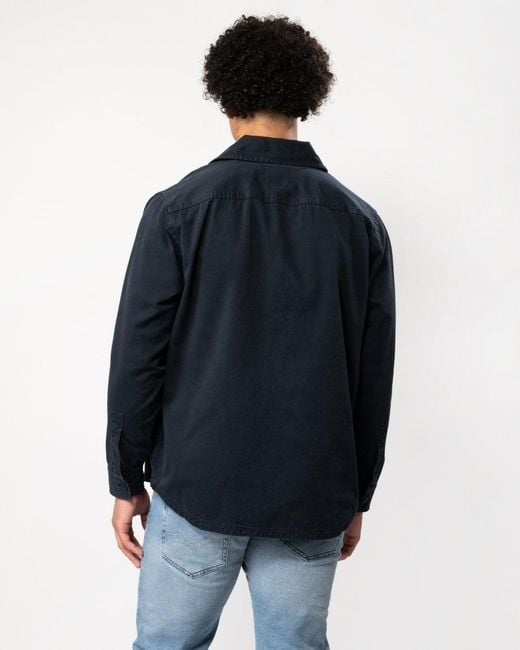 Boss Blue Locky 1 Oversized-fit Cotton Twill Overshirt for men