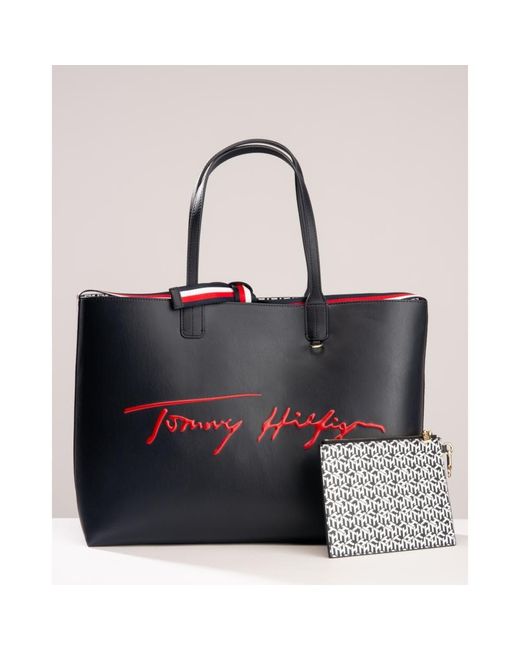 Tommy Hilfiger Iconic Signature Logo Tote Bag in Blue | Lyst Canada