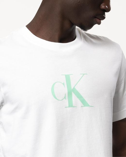Calvin Klein White Ckj Monogram Crew Neck for men