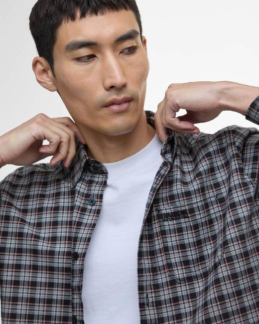 Barbour Gray Hawks Check Long Sleeve Oxford Shirt for men