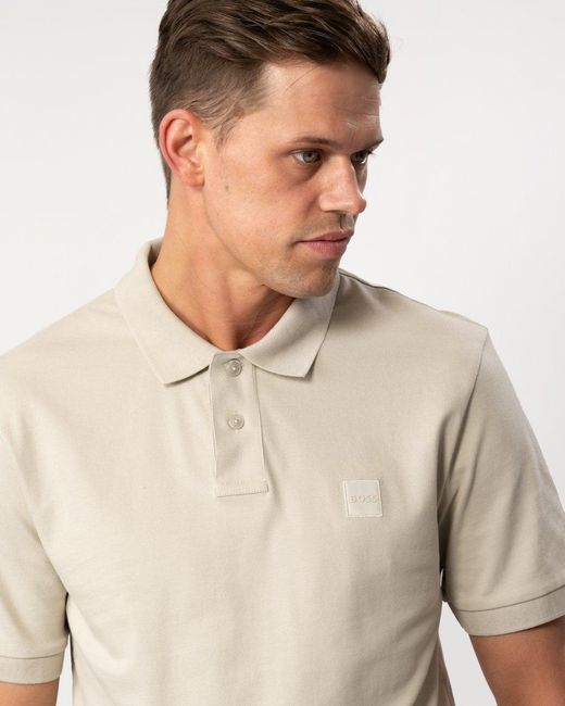 Boss Natural Passenger Stretch-cotton Slim-fit Polo Shirt With Logo Patch for men
