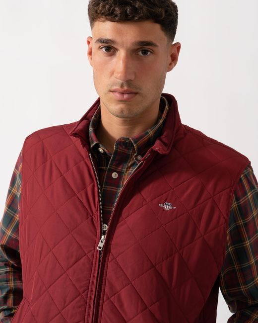 Gant Red Quilted Windcheater Vest for men