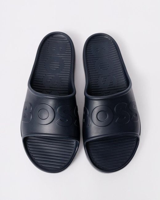 Boss Blue Darian Lightweight Eva Slides With Logo Strap for men