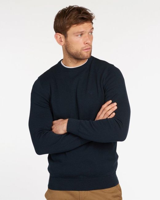 Barbour Blue Pima Cotton Crew Sweatshirt for men