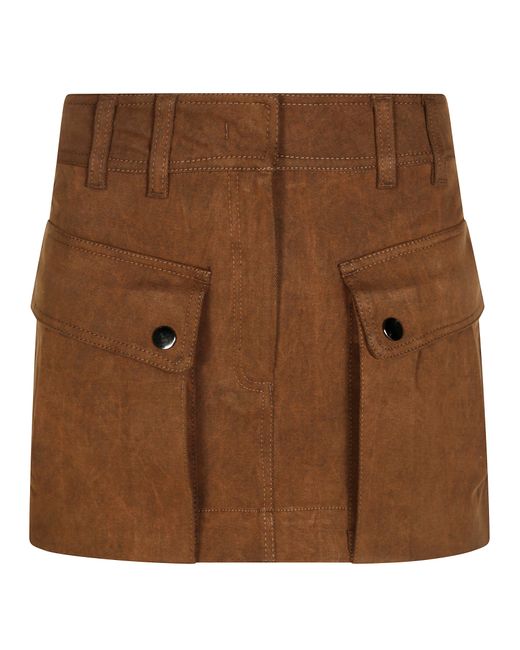 ANDAMANE Brown Pocket-Detail Mini Skirt