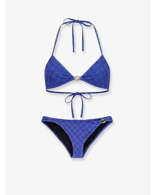 Gucci Blue Mini Interlocking G Back Tie Top