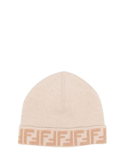 Fendi Natural Junior Beanie Ff Reversible