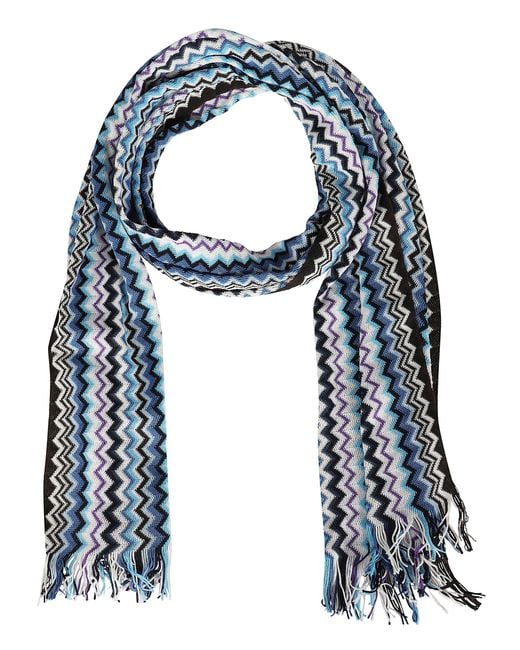 Missoni Blue Zigzag Pattern Scarf For for men
