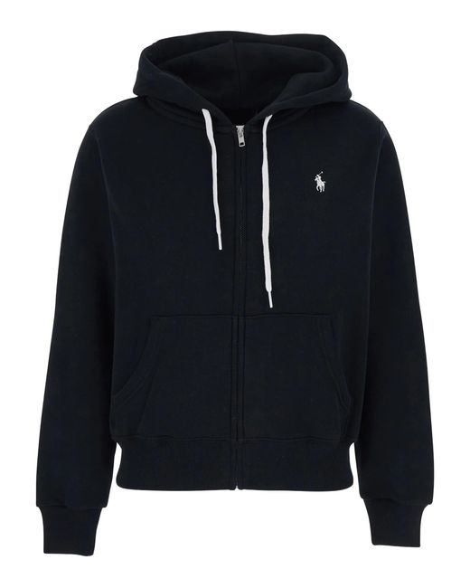 Polo Ralph Lauren Women's Blue Drawstring Hooded Fleece Sweater