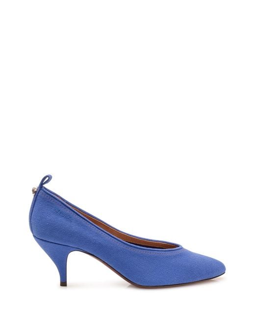 Versace Blue Chic Medium Heeled Pointed Toe Pumps