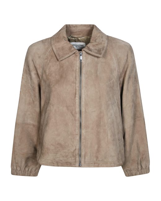 Weekend by Maxmara Brown Suede Bomber Jacket