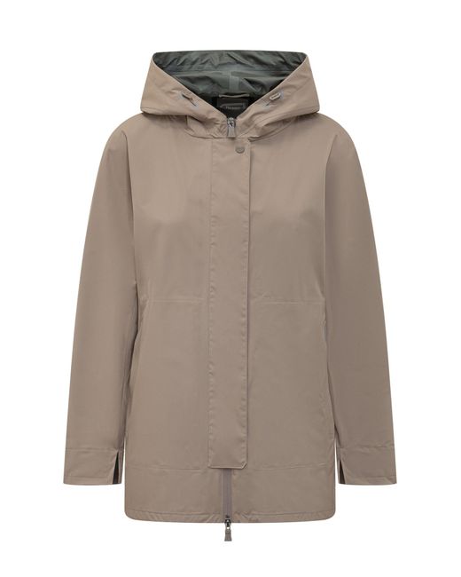 Herno Gray Lightweight Hooded A-Shape Jacket