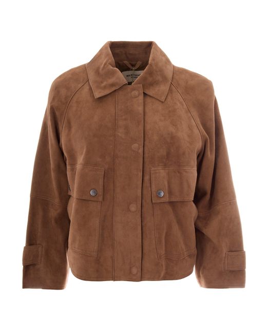 Max Mara Brown Suede Shirt Jacket With Patch Pockets