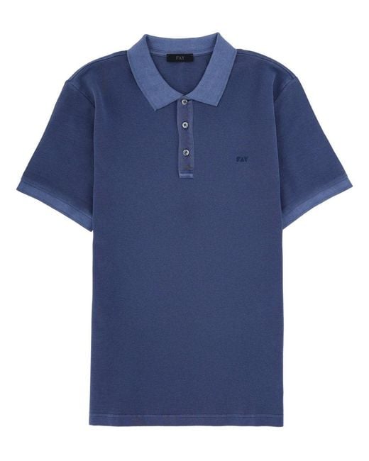 Fay Blue Polo With Logo for men