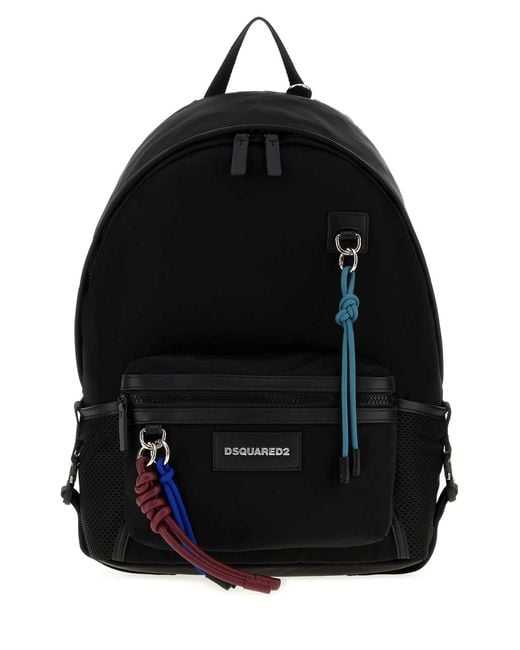 DSquared² Black Mini Nylon Basic Backpack for men