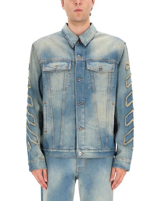 Off-White c/o Virgil Abloh Blue "Diag Raw Patch" Jacket for men