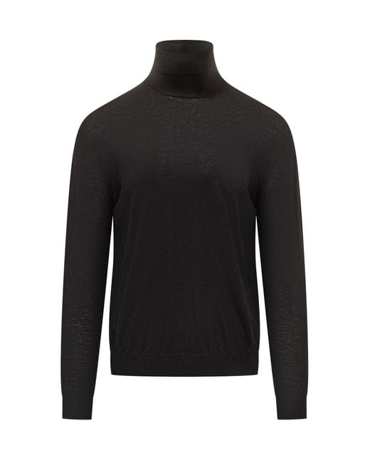 Malo Black Basic Mock-Neck Sweater