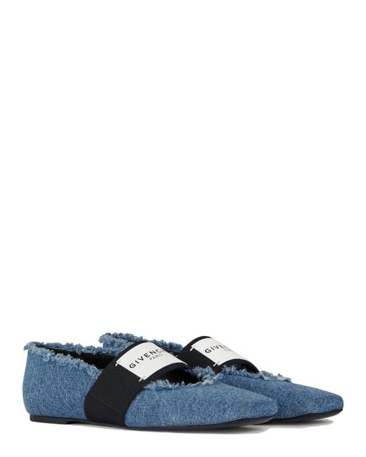 Givenchy Blue Elegant Square Toe Ballet Flats