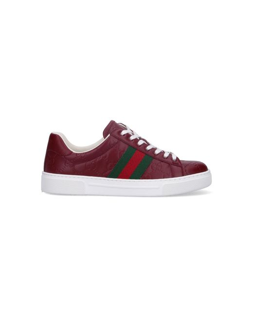 Gucci Red Low-Top Leather Sneaker