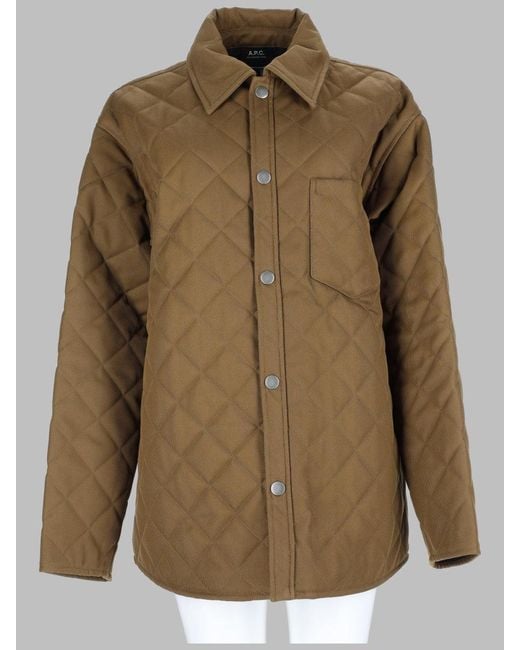A.P.C. Green A. P.C. Quilted Button-Up Jacket