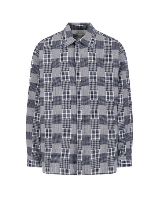 ERL Gray Patchwork Plaid Cotton Shirt