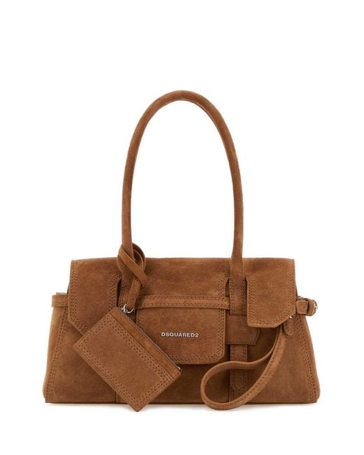 DSquared² Brown Dsquared Camel Suede Shoulder Bag