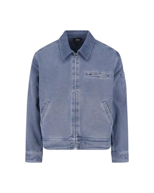 A.P.C. Blue A. P.C. Cotton Zip Front Jacket for men