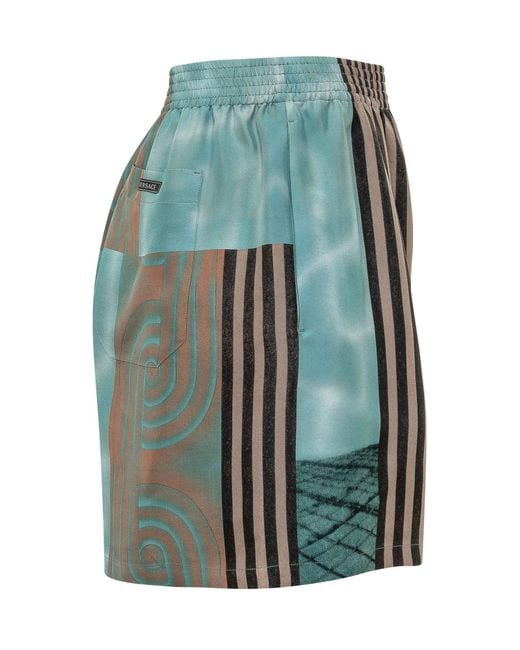 Versace Green Versatile Printed Shorts