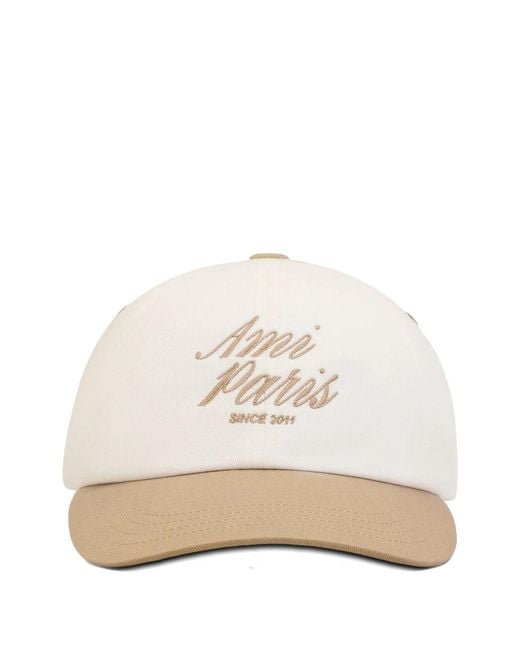 AMI White Bicolor "Ami Paris" Cap for men