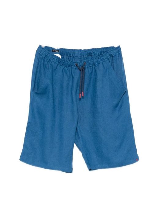 Kiton Blue Drawstring Mini Shorts