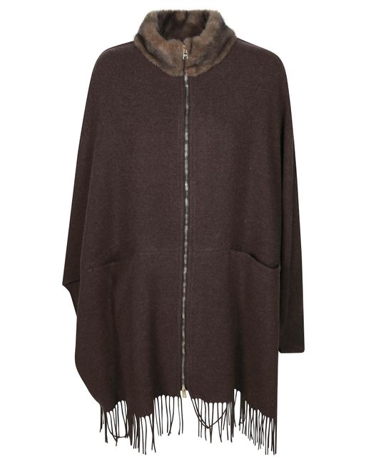 Herno Brown Cape Wrap Coat