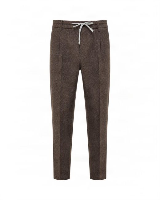 Eleventy Gray Wool-Blend Drawstring Trousers for men
