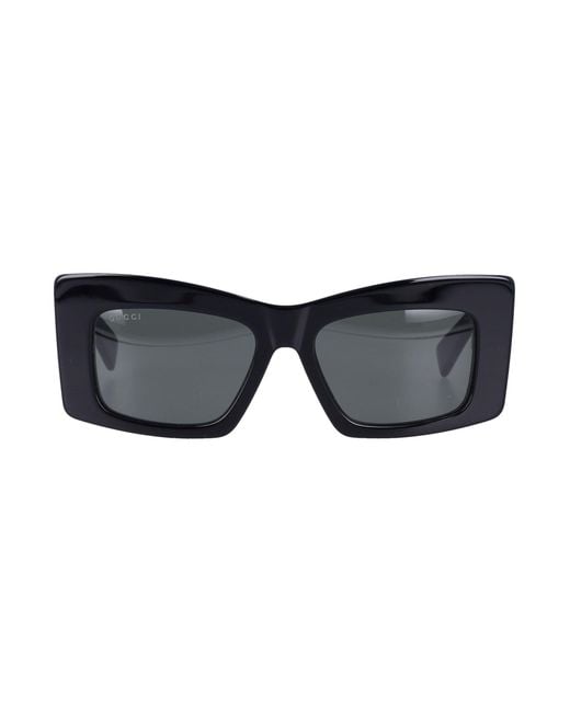 Gucci Black Oversized Square Sunglasses With Logo Temples
