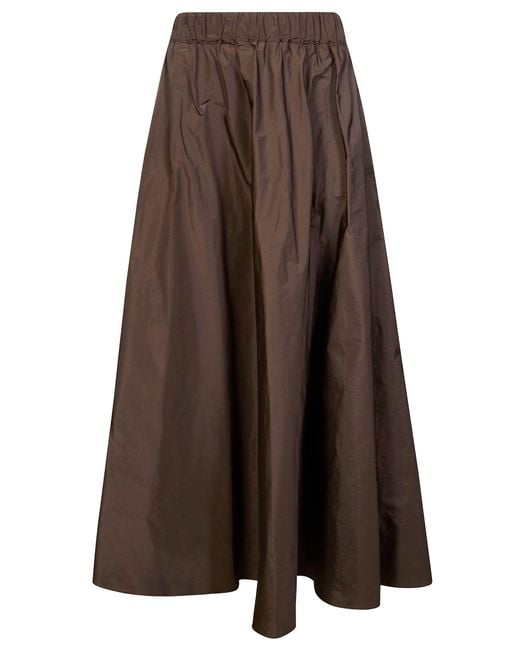 P.A.R.O.S.H. Brown Pimpy26 Taffetas Long Skirt