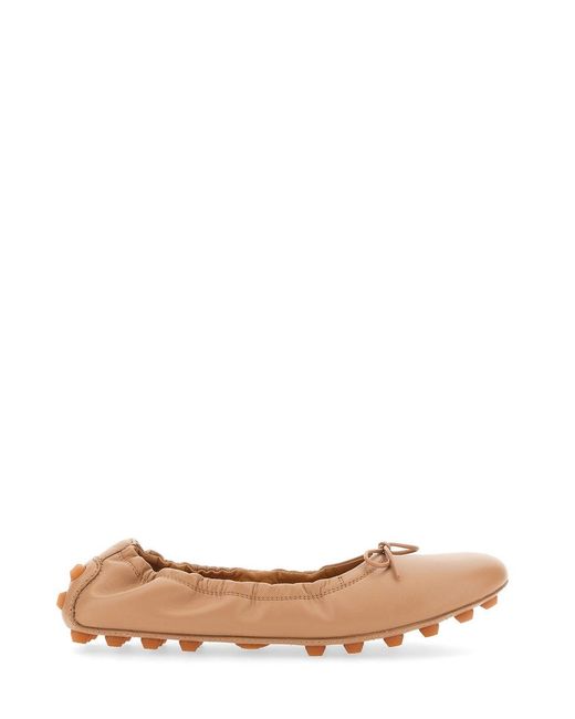 Tod's White Leather Bubble Ballerina