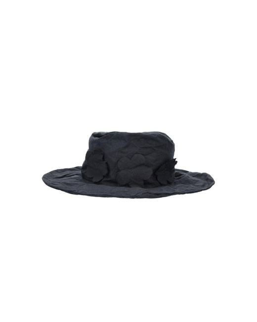 Scha Blue Floral Applique Wide Brim Hat