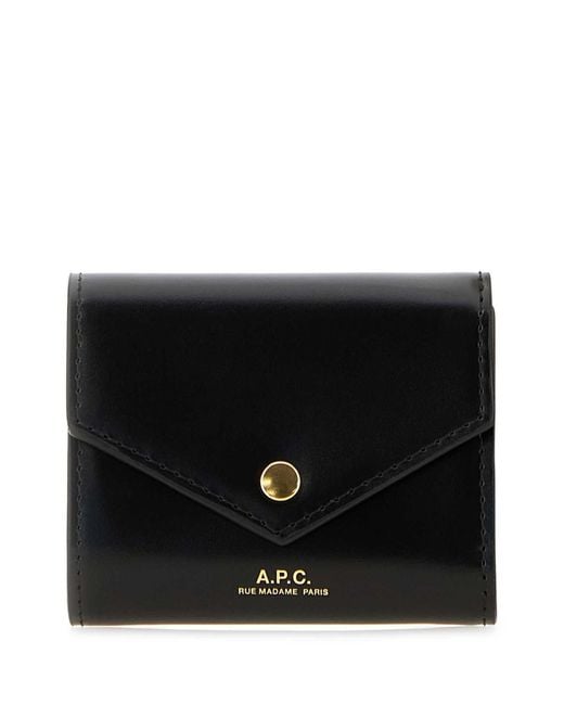 A.P.C. Black Leather Envelope Coin Purse