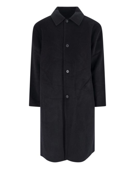 BERNER KUHL Black Long Single-Breasted Overcoat for men
