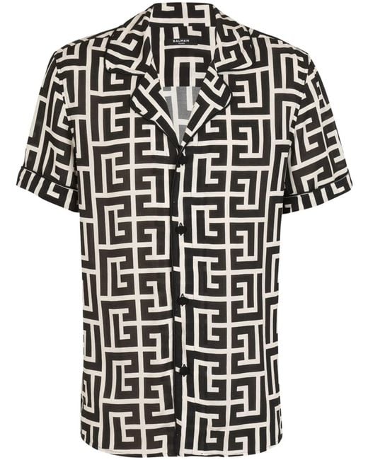 Balmain Black Monogram Shirt for men