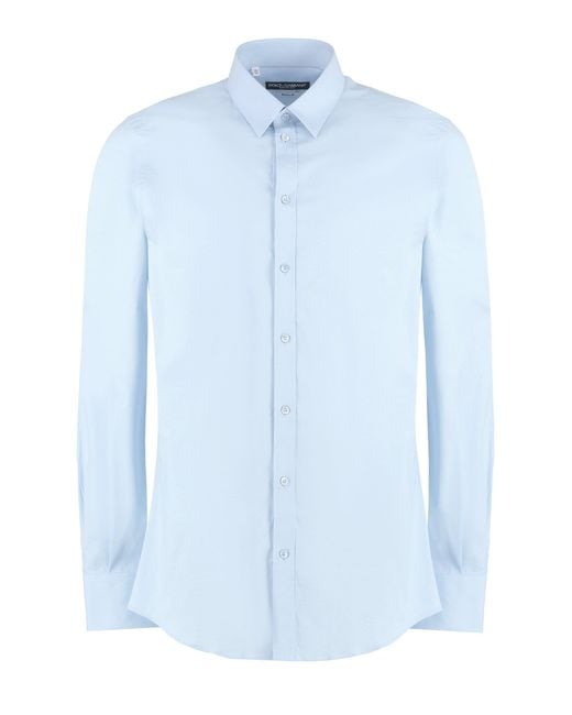 Dolce & Gabbana Blue Cotton Shirt for men