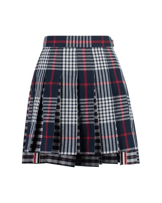 Thom Browne Blue Checkered Mini Skirt