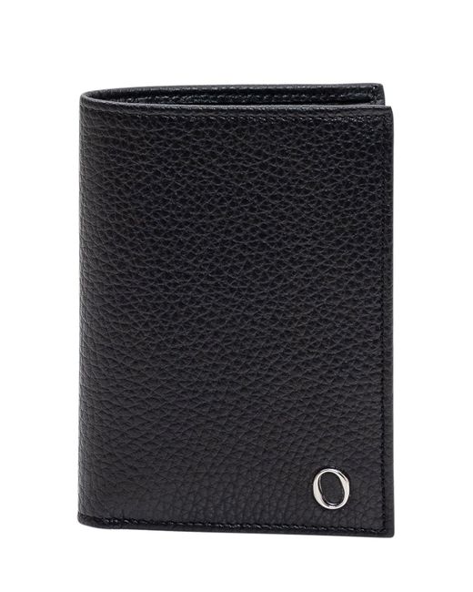 Orciani Black Vertical Mini Wallet With Metallic Logo