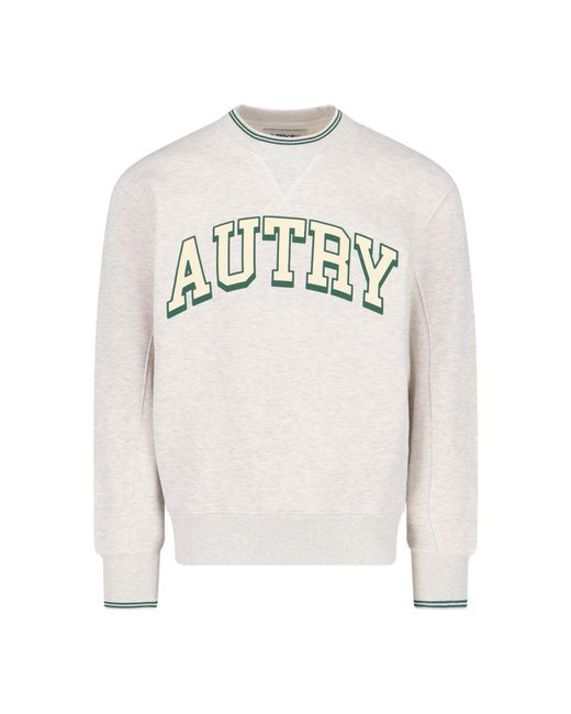 Autry White Varsity Graphic Crewneck Sweatshirt for men