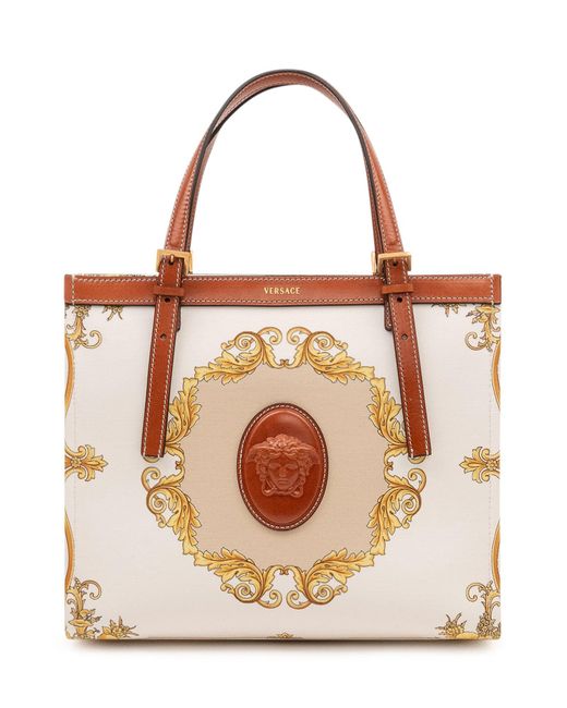 Versace Natural Versatile Medium Leather Tote Handbag