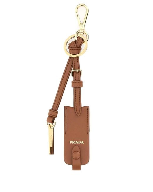 Prada Multicolor Caramel Leather Key Ring