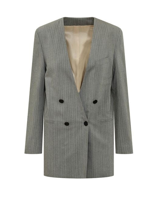 Alberta Ferretti Gray Tailored Blazer Jacket